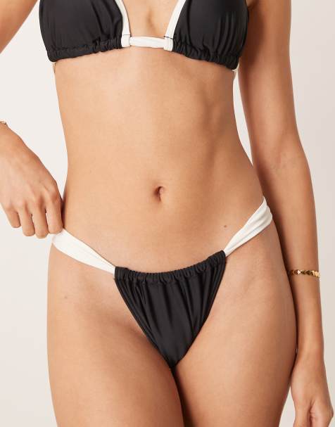 New Look - Slip bikini nero con fascette a contrasto - view 1