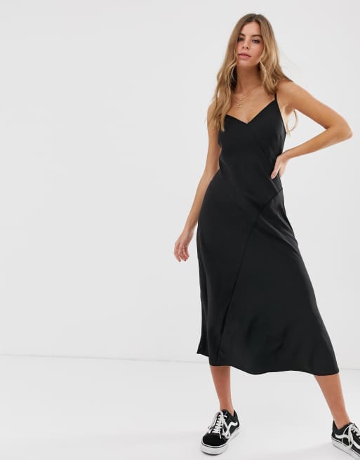 Black slip midi clearance dress