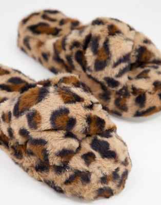 leopard print fluffy slippers
