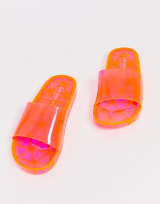 New Look - Slippers in koraalkleur-Roze