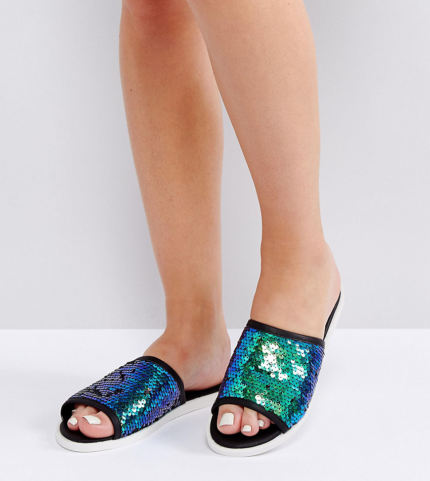 New Look - Slippers met lovertjes en brede pasvorm-Multi