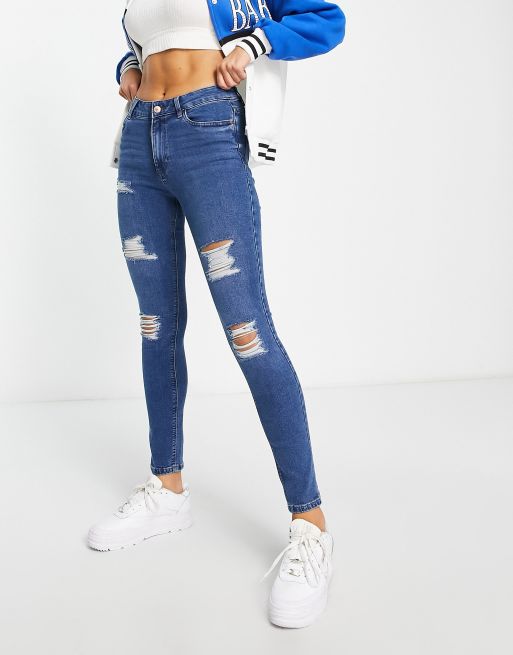New Look – Slitna skinny jeans med mörkblå tvätt, 4 av 4