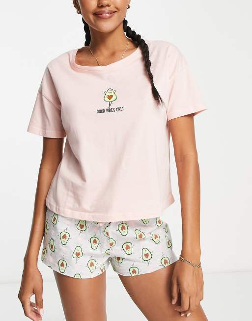 ASOS | in pink set slogan pajama avocado New shorts Look