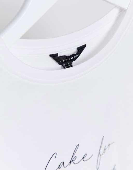 New Look slogan t-shirt in white, 3 of 4