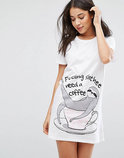New Look Slothie Coffee Nightshirt