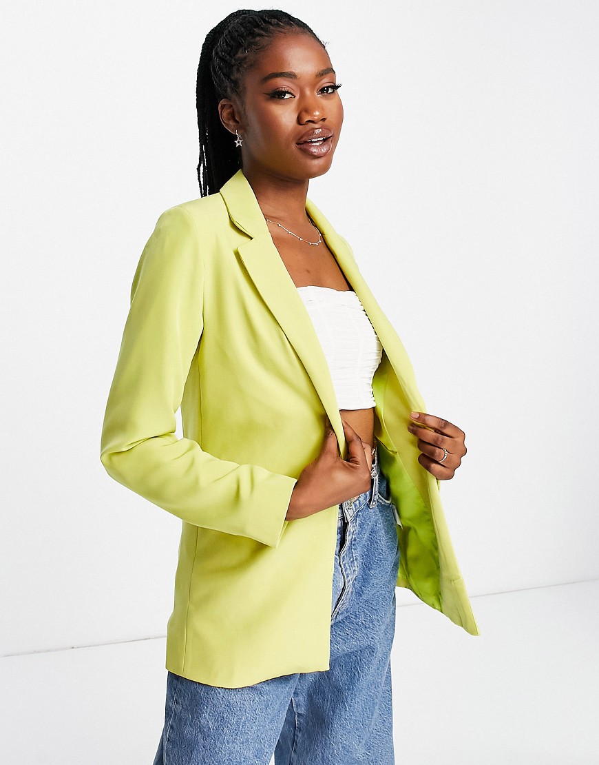 New Look slouchy suit blazer in light green-Yellow