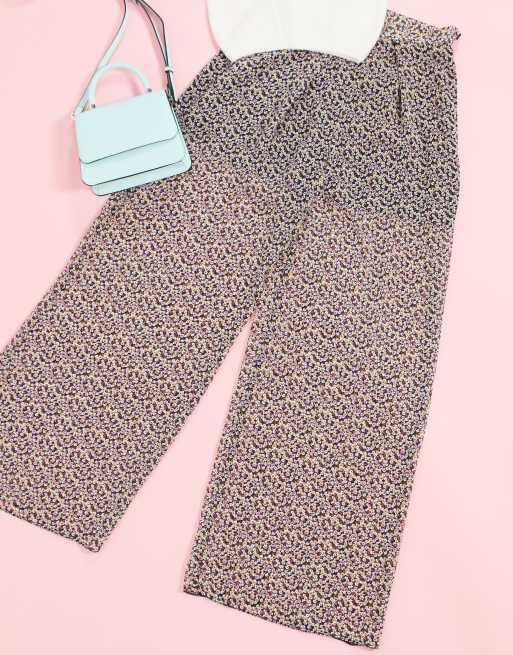 New Look - Småblommiga chiffongbyxor med vida ben
