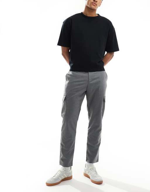 New Look smart cargo pants in grey | ASOS