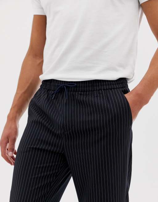 Pinstripe hot sale joggers men