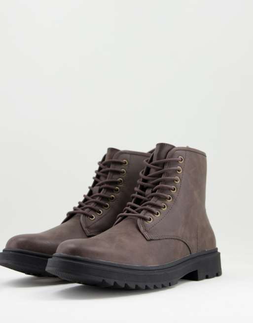 New look brown 2025 lace up boots