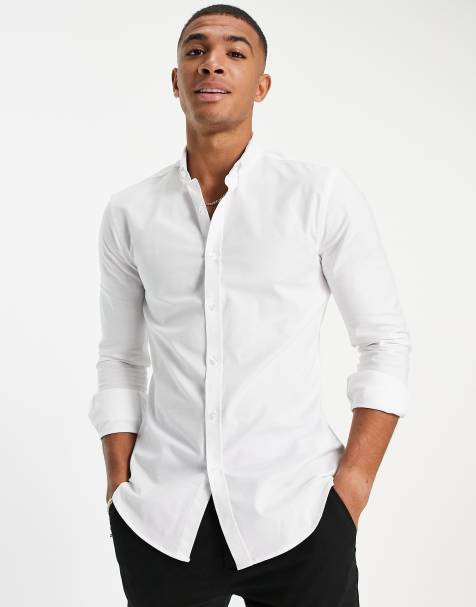 New Look smart long sleeve muscle fit oxford shirt in white - view 1