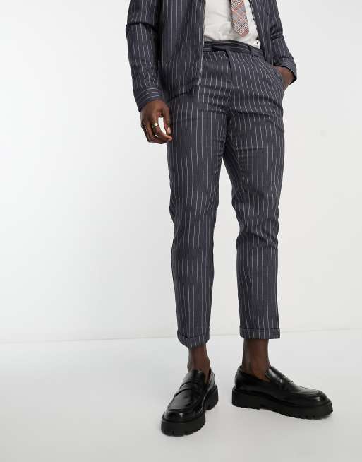 Mens pinstripe cropped on sale trousers