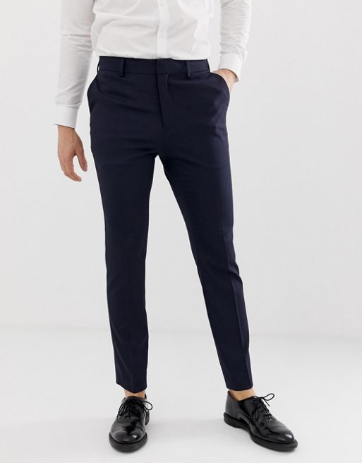 New Look smart slim trousers in navy | ASOS