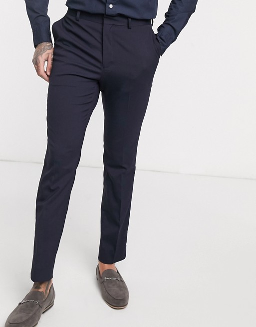 New Look smart slim trousers in navy | ASOS