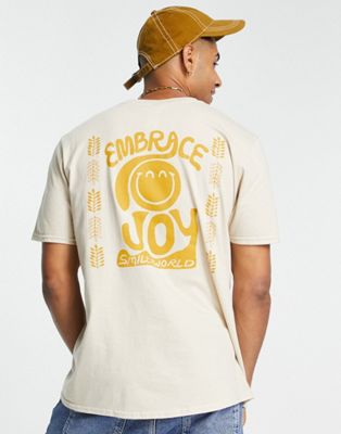 New Look smile back print t-shirt in stone