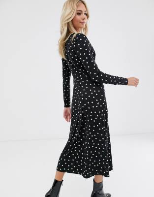 new look black and white spotty dress