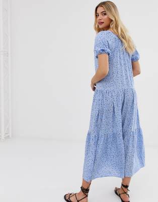 new look blue dress with flowers