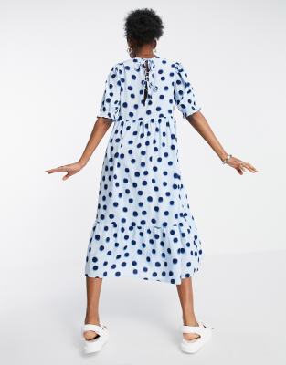 new look blue spot dress