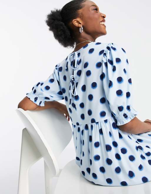 Asos blue store polka dot dress