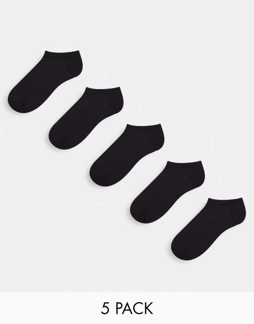 New Look sneaker socks in black 5 pack