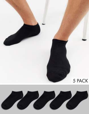 5 PACK Black Trainer Liner Socks