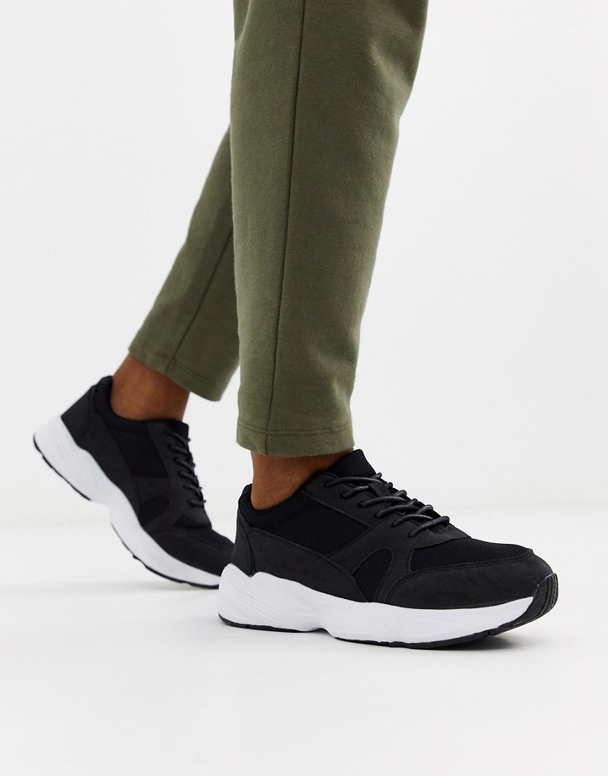 New Look - Sneakers nere con suola spessa-Nero