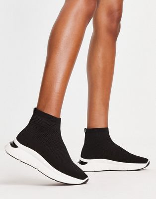 New Look sock trainer in black with chunky sole