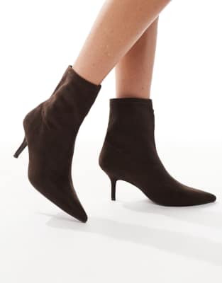 New Look - Sockenstiefel in Mittelbraun mit Stiletto-Absatz-Brown