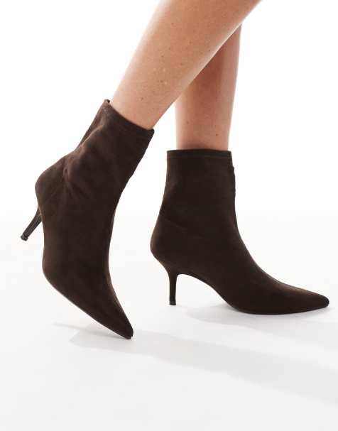 New Look – Sockenstiefel in Mittelbraun mit Stiletto-Absatz - view 1