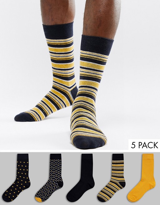 New Look socks in mustard 5 pack | ASOS