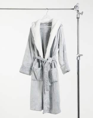 new look grey dressing gown