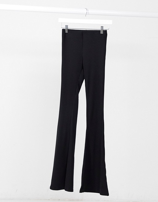 New Look soft rib flares in black