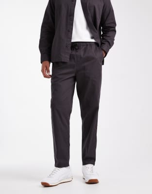 New Look New Look soft touch pull on trousers co-ord in dark grey