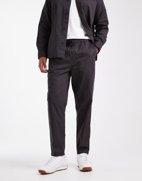New Look soft touch pull on trousers co-ord in dark grey