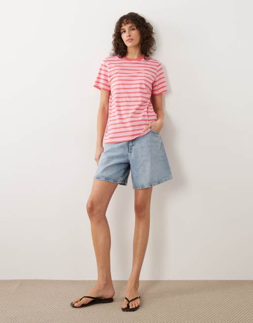 New Look soleil stripe GF tee in pink, 2 of 4