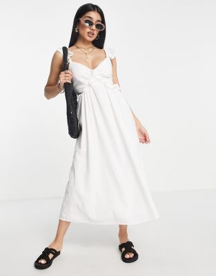 New Look - Sommerkleid in Weiß mit Rückenausschnitt und Riemchenträgern