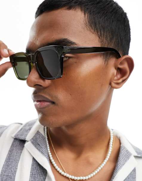 New Look – Sonnenbrille in Grün mit eckigem Gestell - view 1
