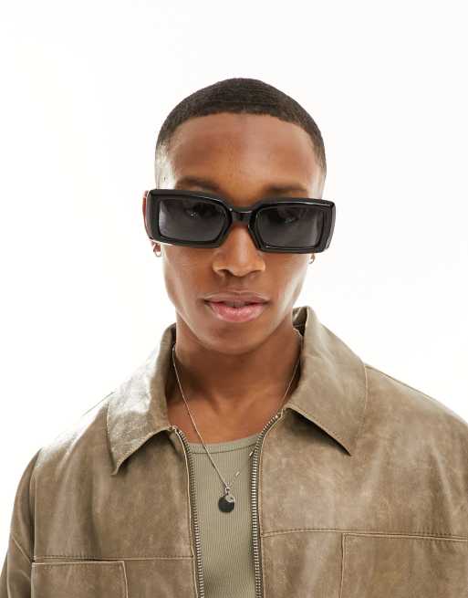 New Look – Sonnenbrille mit rechteckigem Gestell in Schwarz