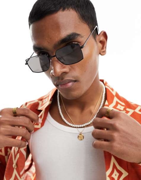 New Look – Sonnenbrille mit rechteckigem Metallgestell in Schwarz - view 1