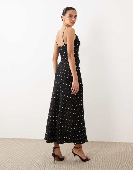New Look - Sort cami-midikjole med polkaprikker, 4 af 4