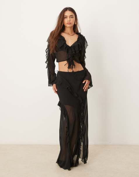 New Look - Sort croptop med flæser - view 1