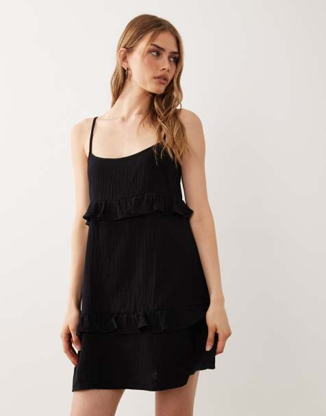 New Look - Sort lagdelt mini-sundress - view 1