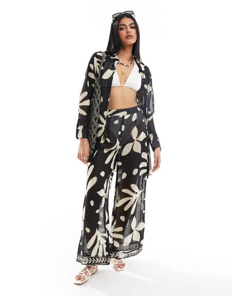 New Look - Sort maxi-strandskjorte med print - view 1