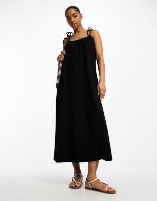 New Look - Sort Midikjole Med Tynde Stropper I Jersey-Black