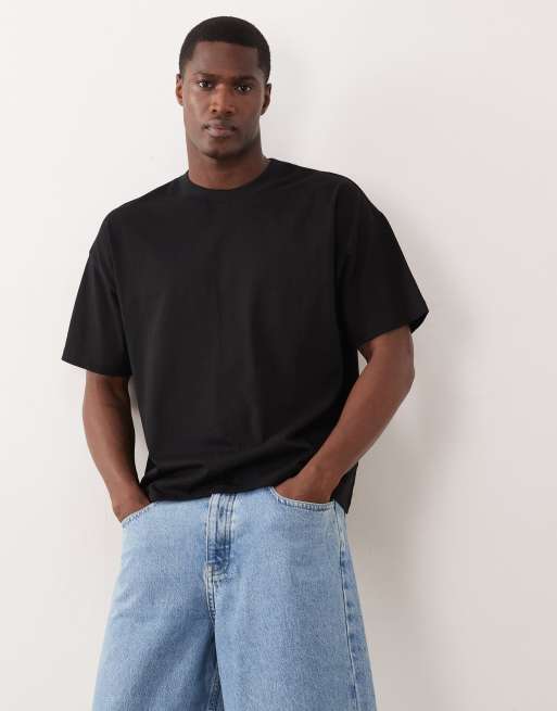 New Look - Sort oversized T-shirt i firkantet pasform