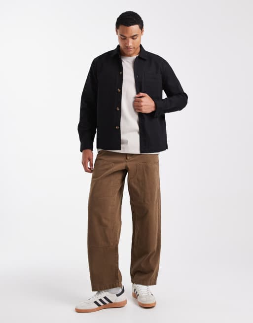 New Look - Sort overskjorte i twill med firkantet pasform, 2 af 5