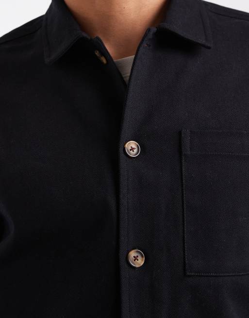 New Look - Sort overskjorte i twill med firkantet pasform, 5 af 5