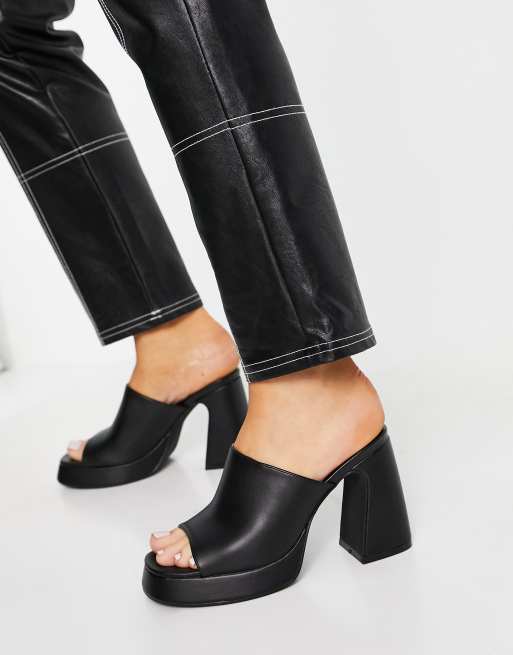 New Look - Sort platform-sandal i 90'er/mule-stil