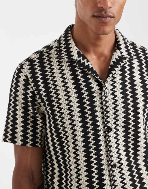 New Look - Sort skjorte med zigzag-print - Del af sæt, 5 af 5
