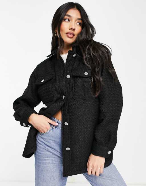 New Look - Sort skjortejakke i bouclé